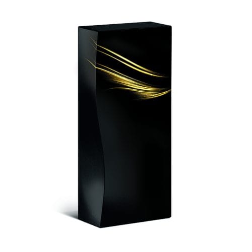 Schmale schwarze Karton-Geschenkbox mit goldenem Dekormotiv
